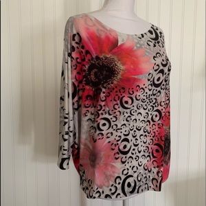 🌺Floral print blouse w/drawstring back- unique!